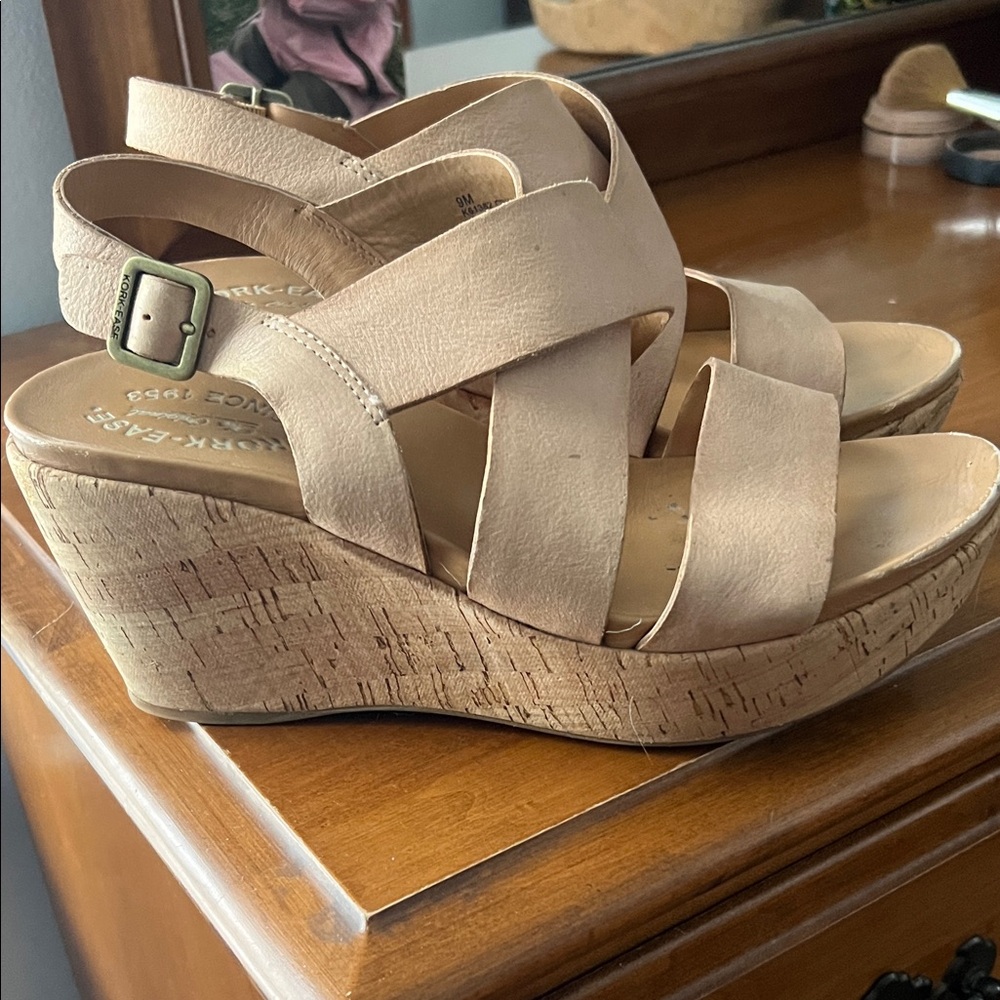 Kork-Ease Tan Cork Wedge Sandals